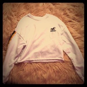 Hollister white crop top with stripes